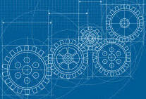 Blueprint of a gear train.